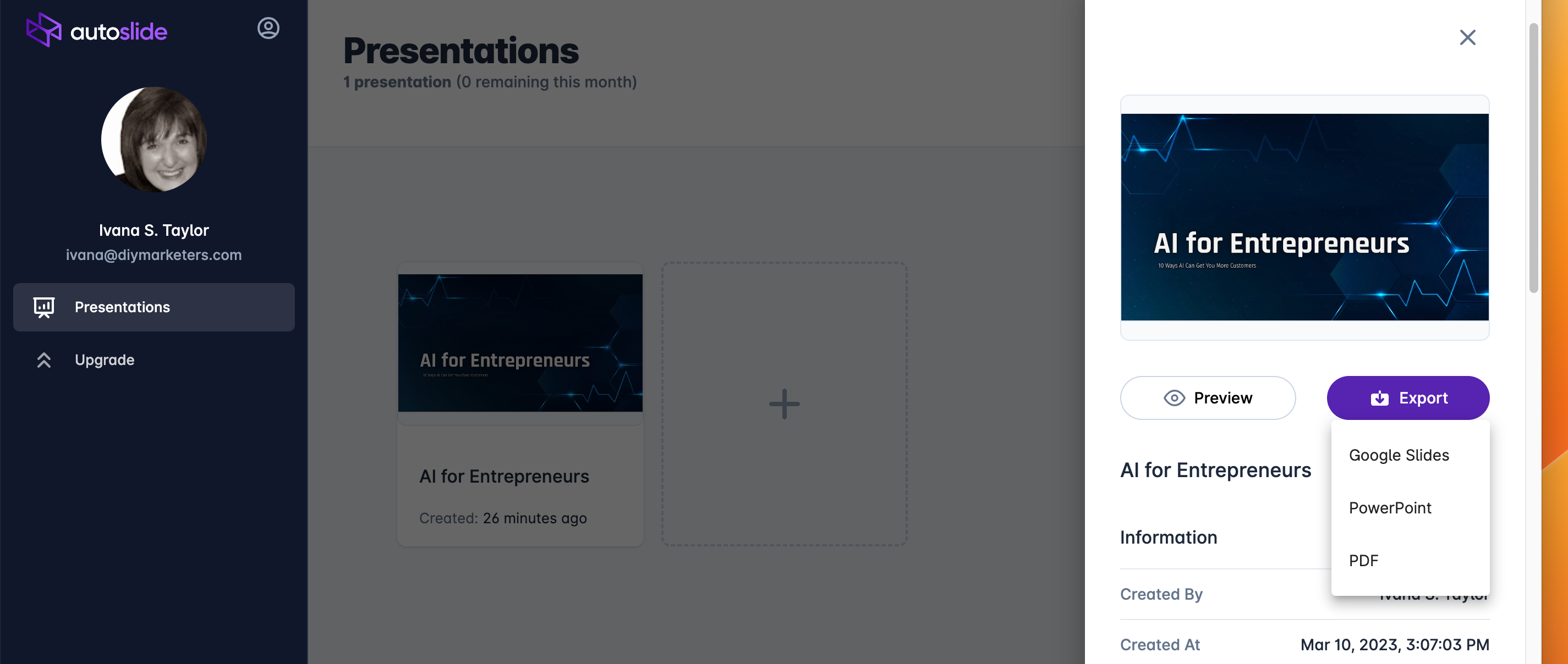 autoslide AI presentation maker