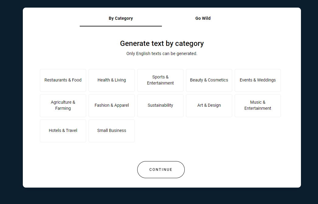 copy ai generate text by category examples