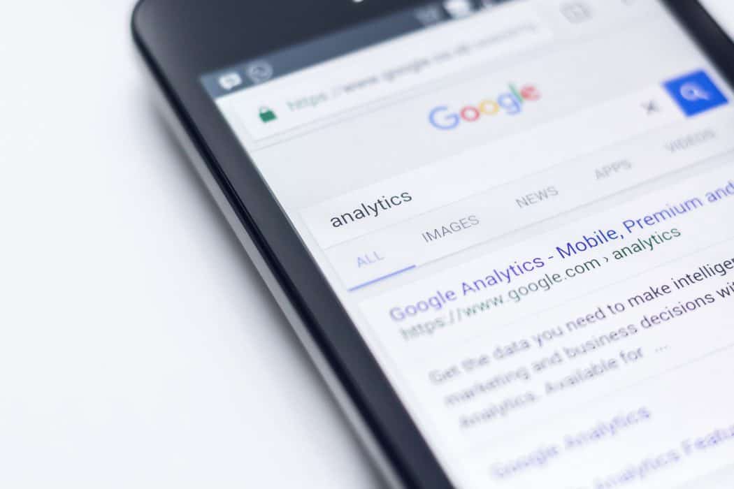 mobile phone featuring google search for SEO