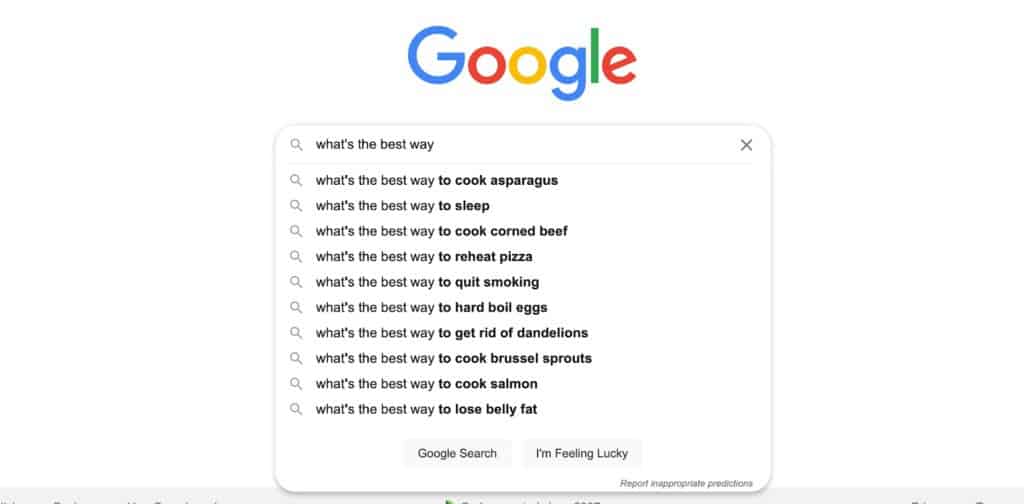 Google autocomplete gives you great ideas for content