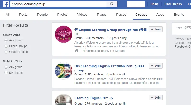 example of online community on facebook