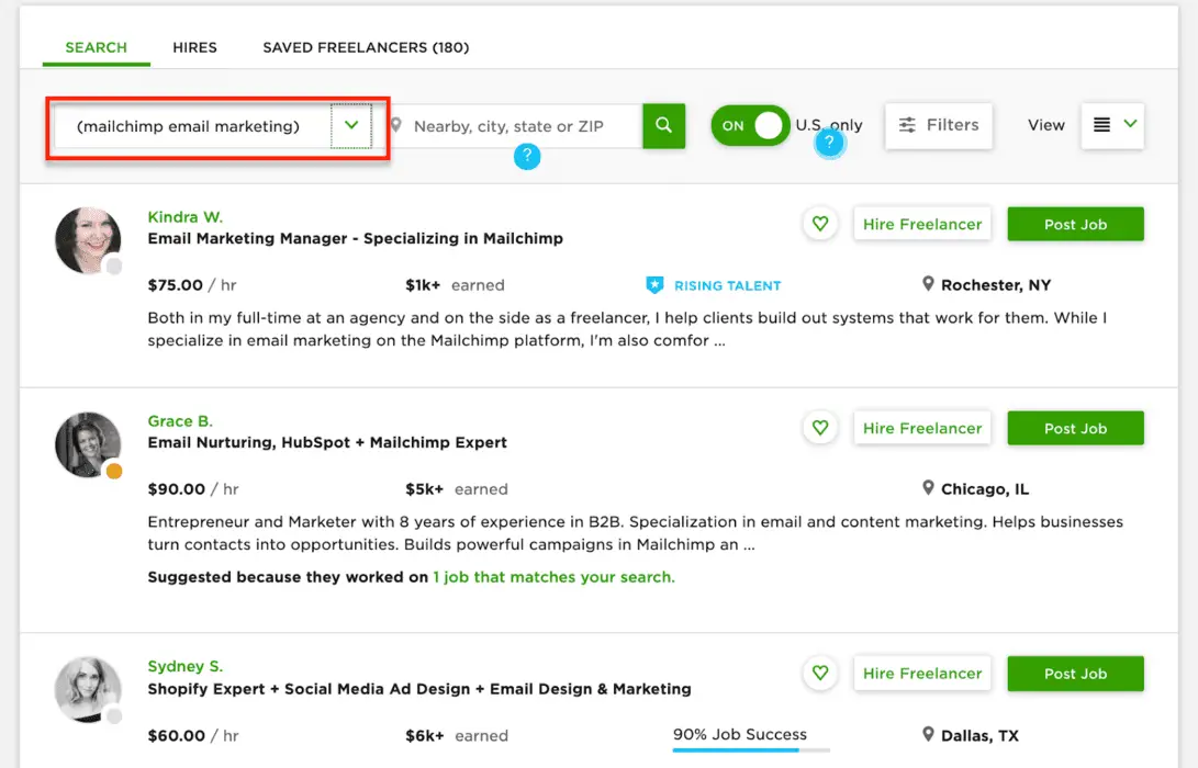 Find Email Marketing Gurus on Upwork