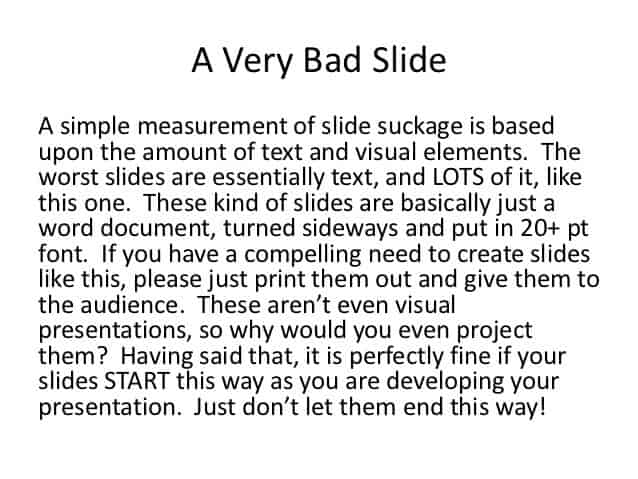 presentation outline - bad slide