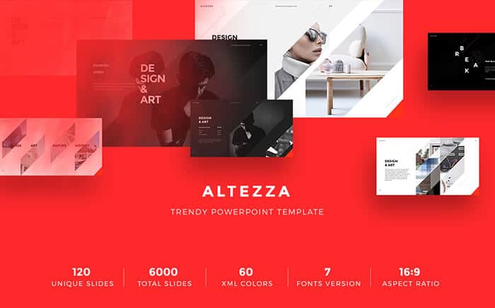 bright red altezza powerpoint template design for presentation