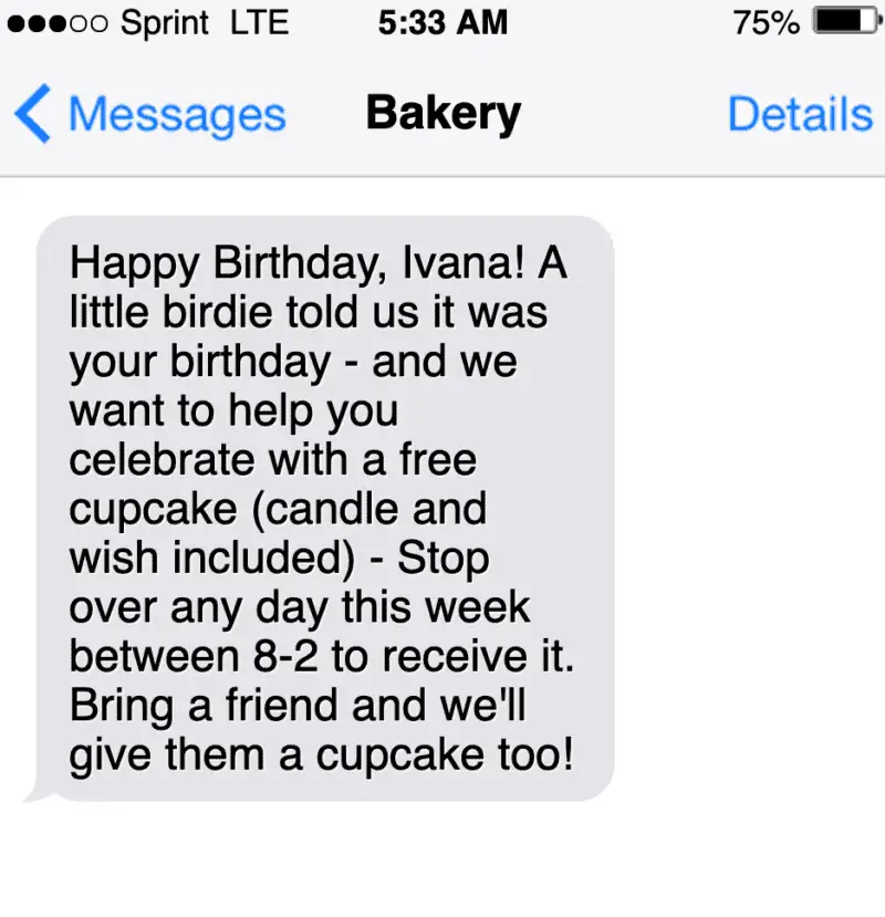 sms text message ideas example for birthday offer