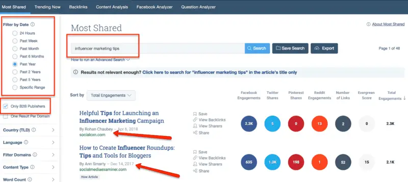 how to do influencer marketing on a budget - use buzzsumo