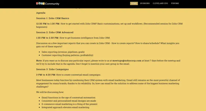Zoho meetup agenda