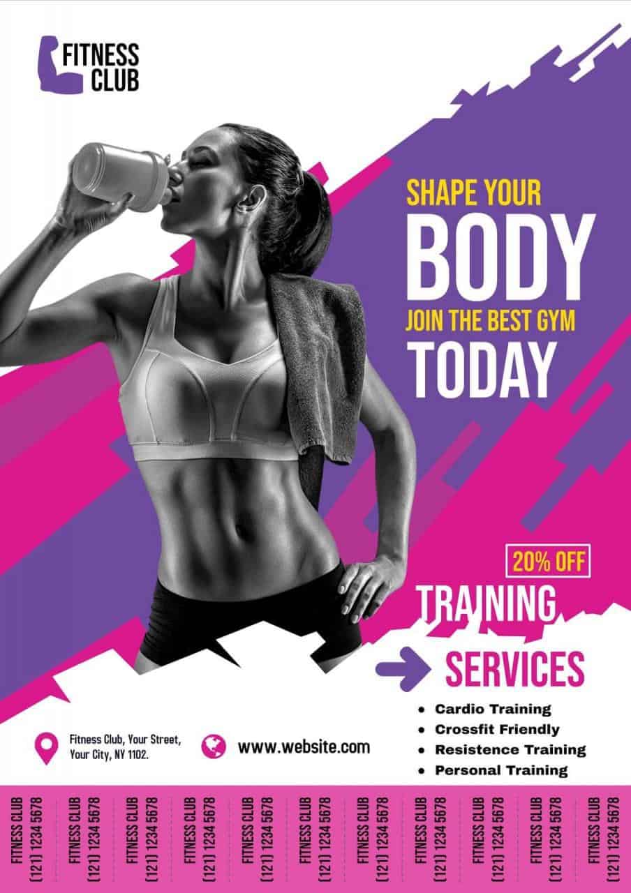 PosterMyWall example of flyer with tear-off tabs for fitness business