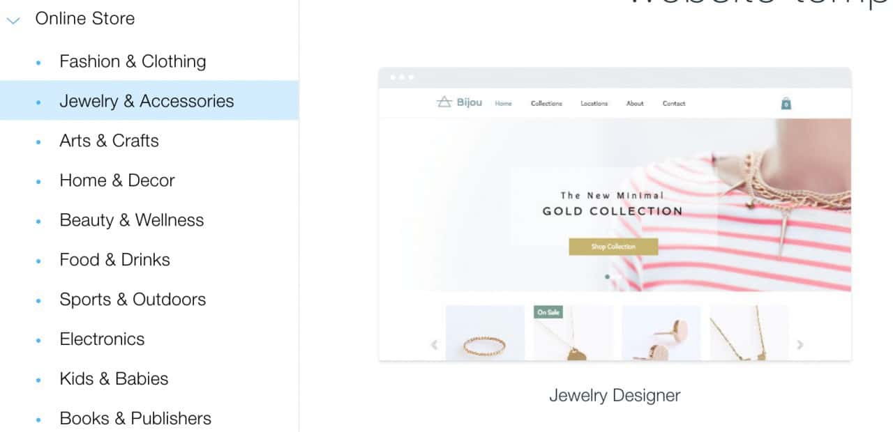 website design, wix, jewelry website template