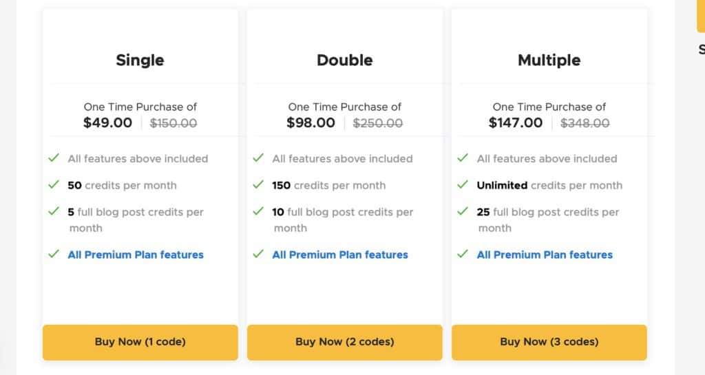 contentbot pricinf table