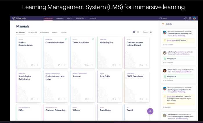 zoho one learning management system so you can train employees