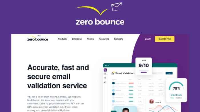 screenshot of zero bounce email verification tool
