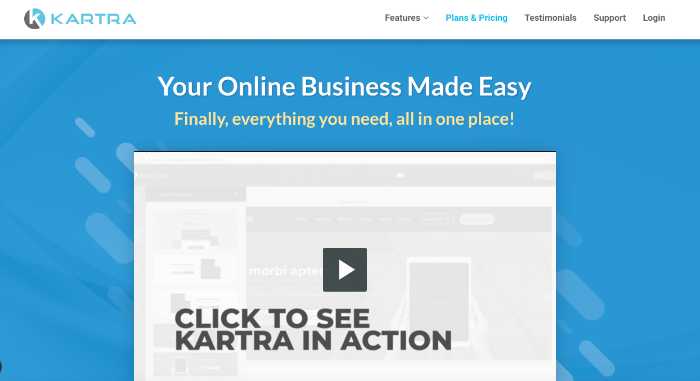 a screenshot of Kartra marketing automation software.