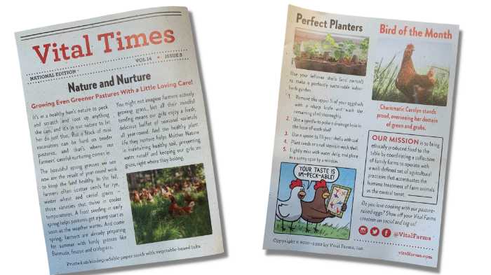 viral farms marketing materials newsletter inside package