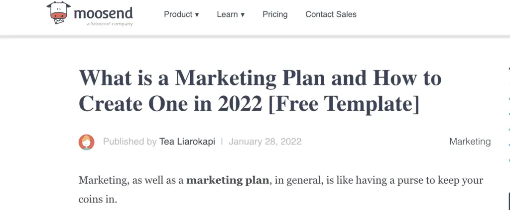 how to create a marketing plan and template from Moosend