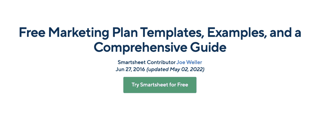 smartsheet free marketing plan template