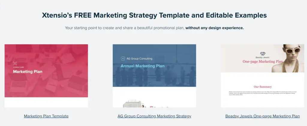 Xtensio free marketing plan template