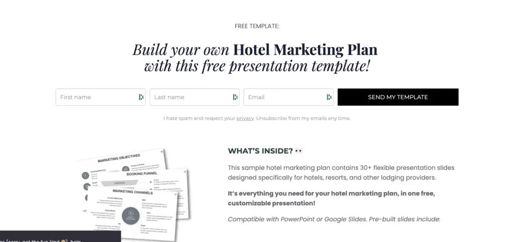 hotel marketing plan template