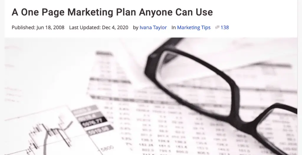 one page marketing plan template