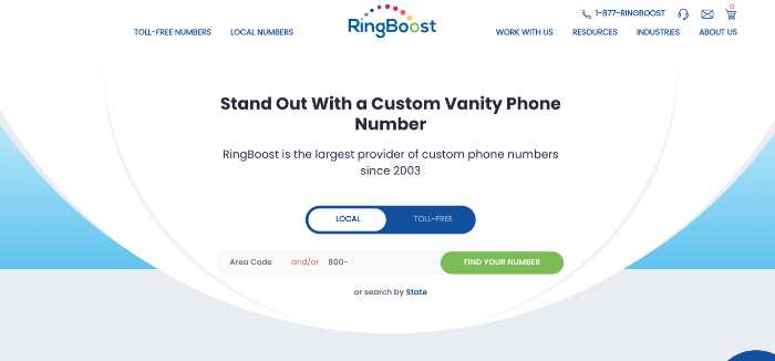 ringboost vanity phone number