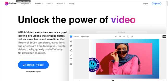 invideo screenshot for video sales letters