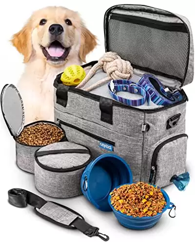 Dog Travel Bag for Supplies-Airline Approved Travel Kit for a Weekend Away