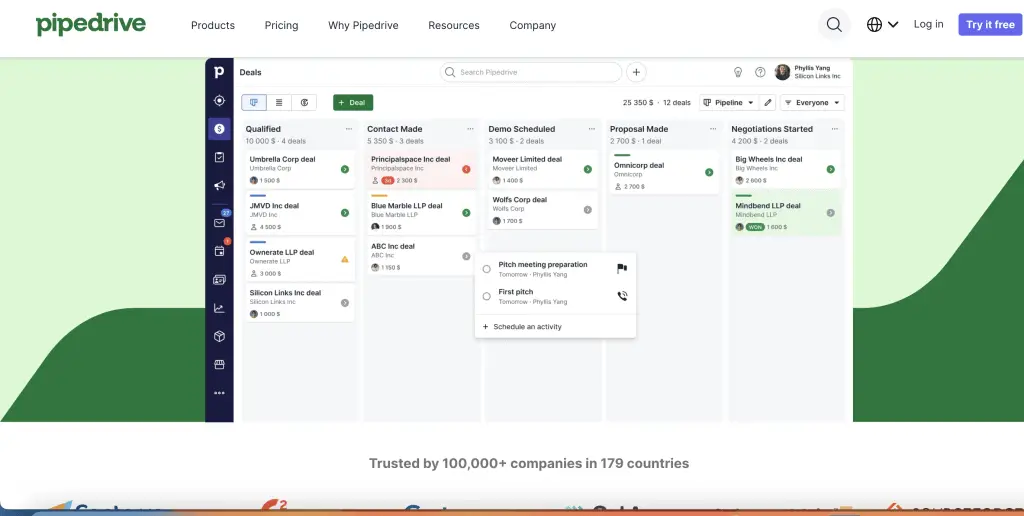 pipedrive workflow example