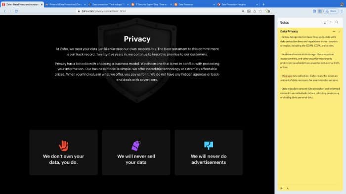 Zoho's privacy commitment