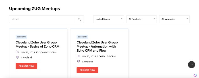 Zoho meetups