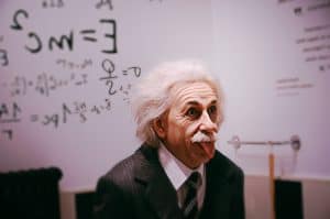 Albert Einstein licking tongue - marketing math