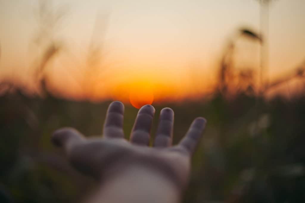 selective focus photo of person laying hand over the sunset - customers aren't buying