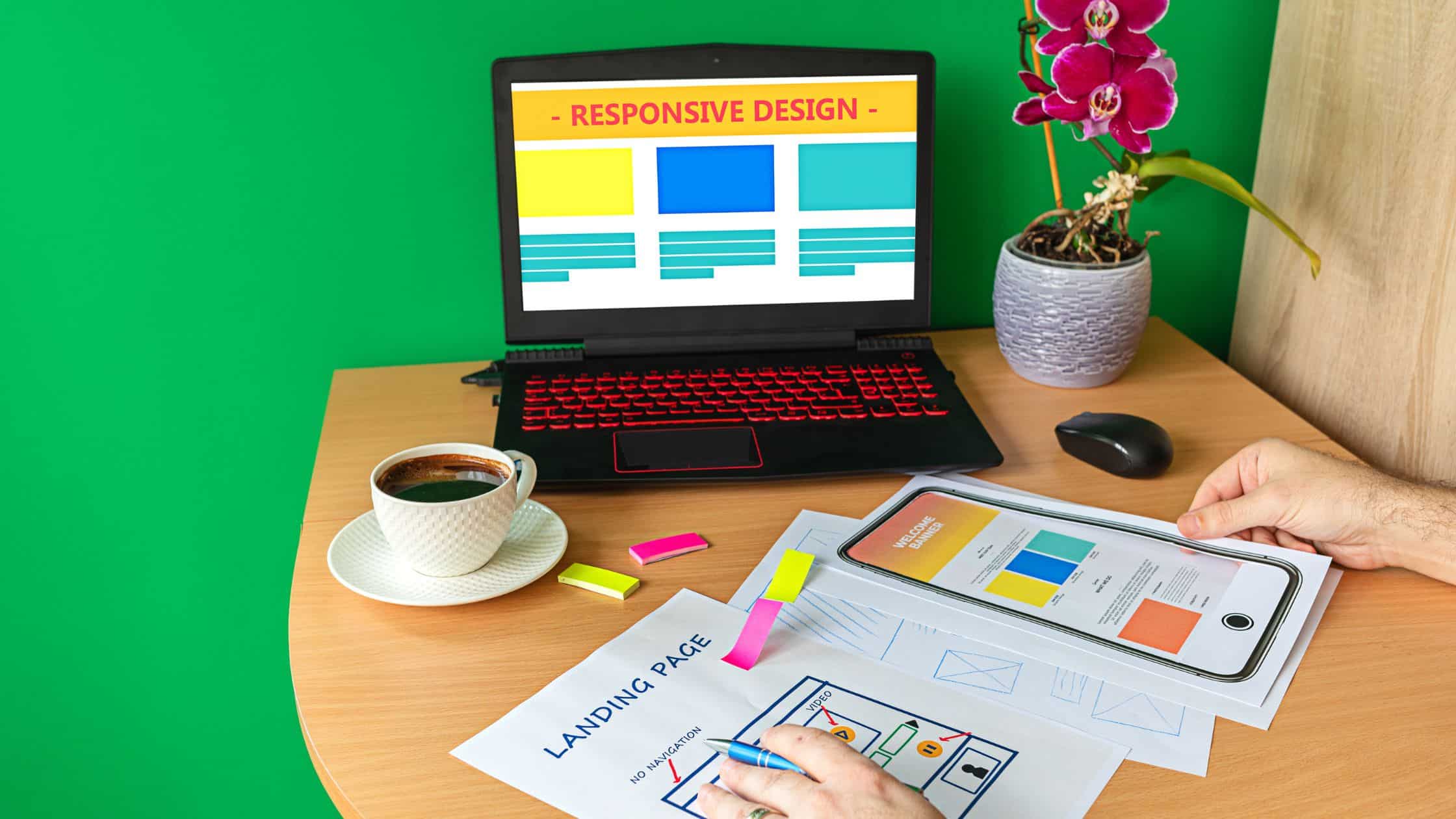 Onepage review - picture of person working on landing page