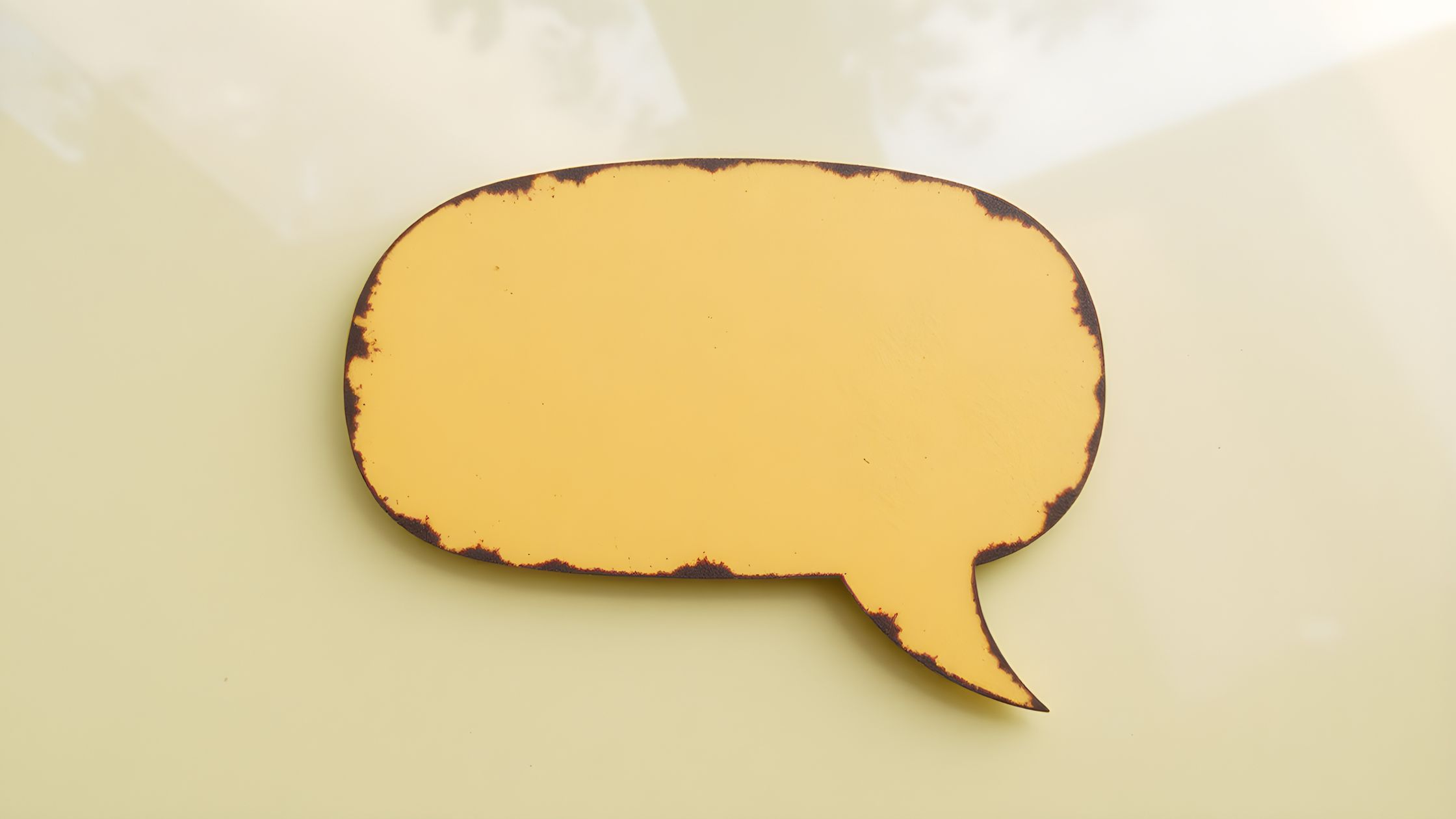 Small Business PR Strategy Yellow speech bubble on light background