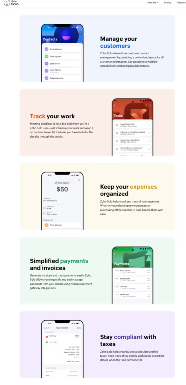 zoho for solopreneurs - zoho solo capabilities