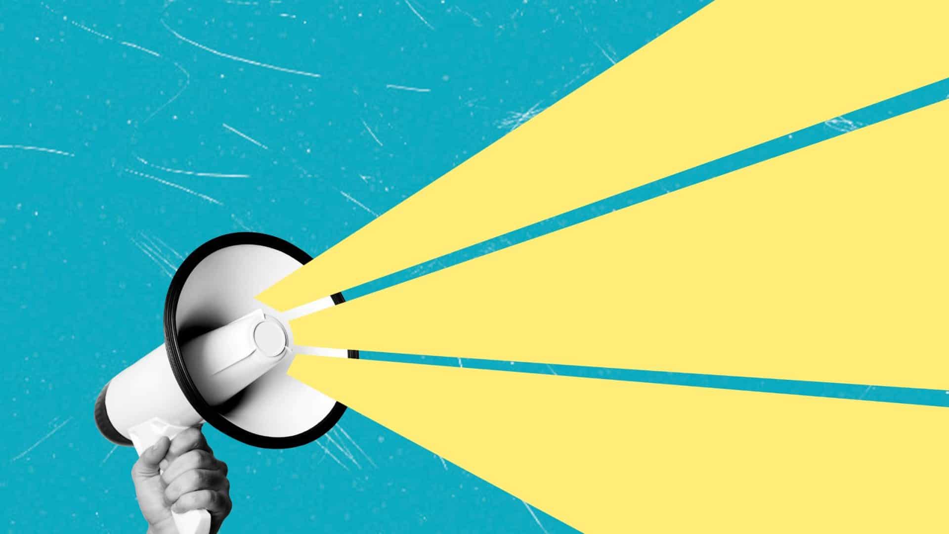 how to communicate a price increase to customers - a megaphone with yellow rays