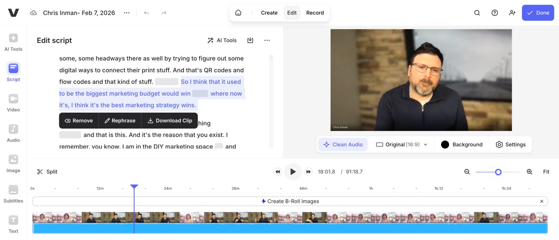 marketing budget clip editor