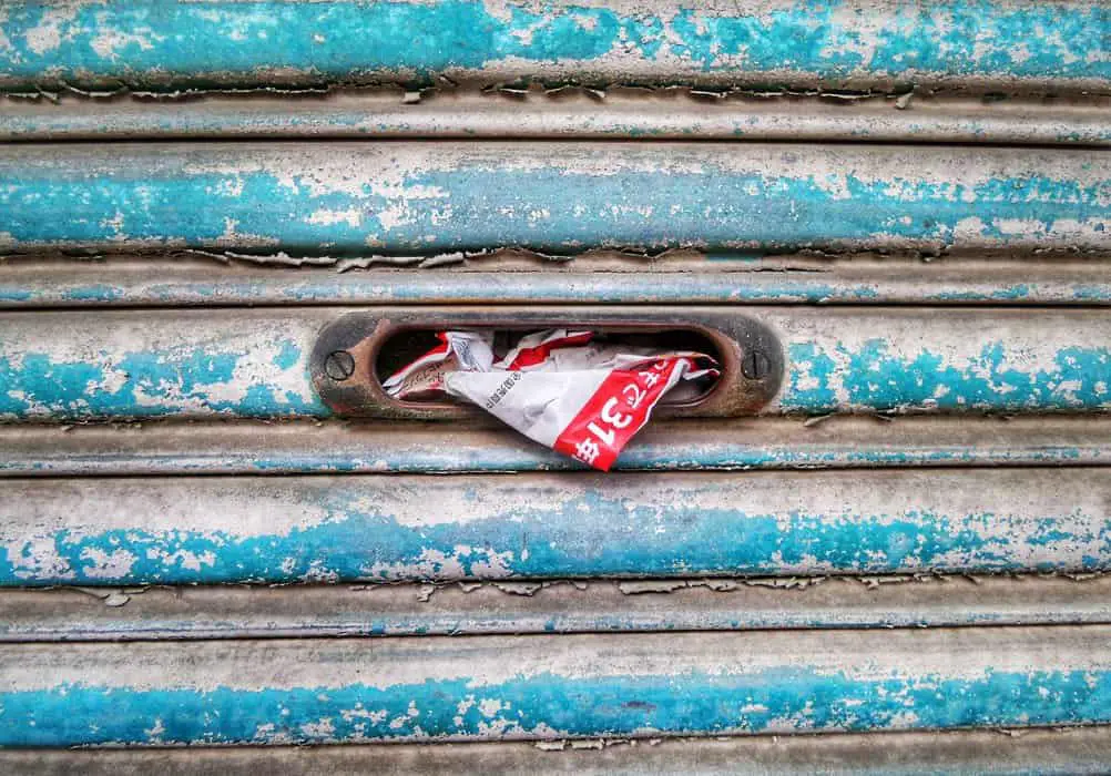 blue metal door shutter