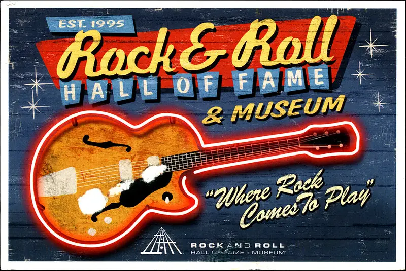 low cost marketing ideas for small business rock and roll hall of fame postcard.