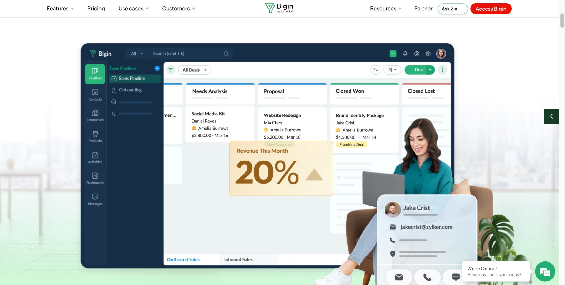 zoho for solopreneurs - zoho bigin simple crm