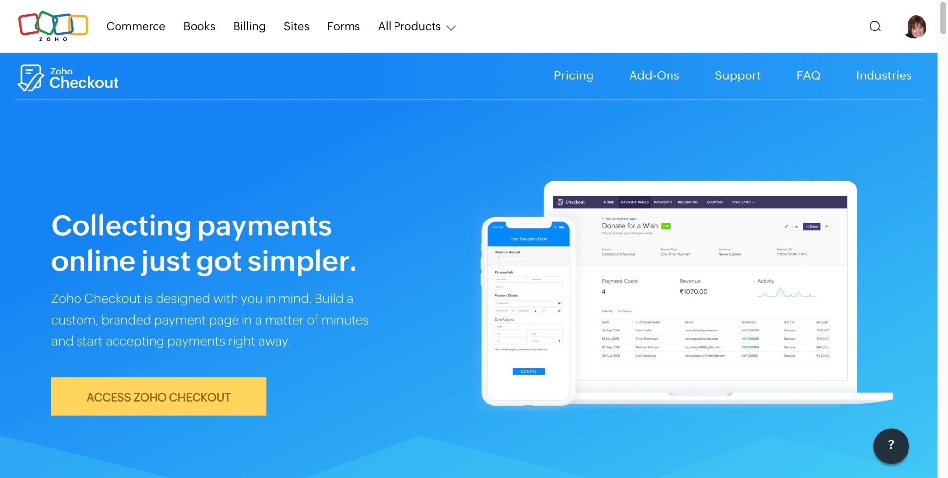 zoho for solopreneurs - zoho checkout