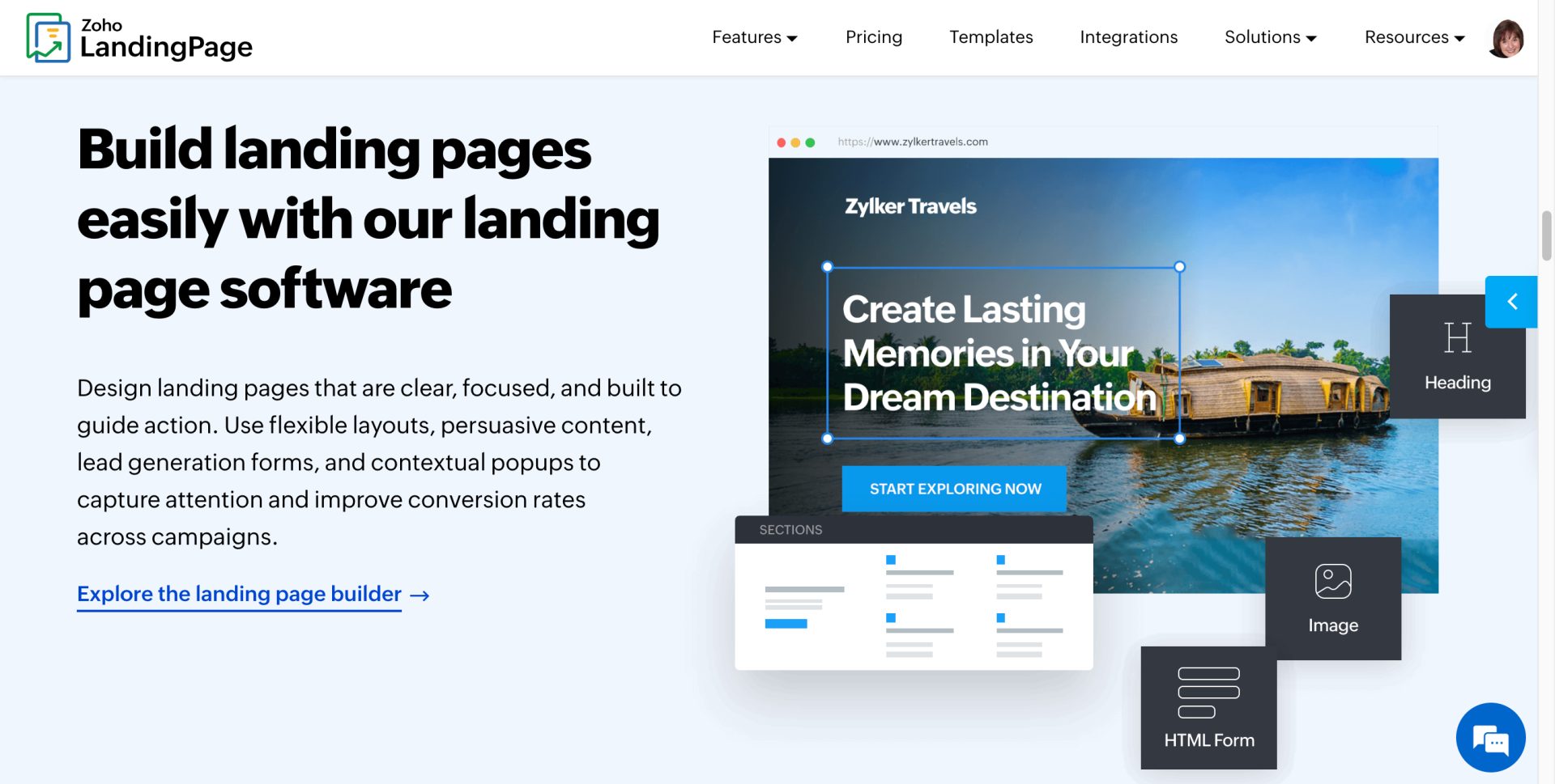 zoho for solopreneurs - zoho landing page