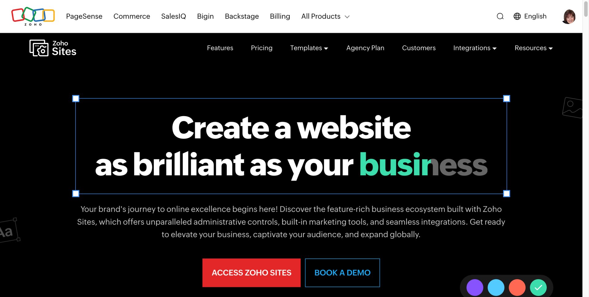 Zoho for entrepreneurs - zoho sites
